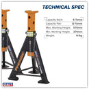 Sealey Premier Axle Stands (Pair) 6 Tonne Capacity per Stand - Orange AS6O
