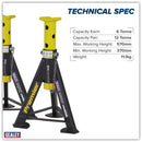 Sealey Premier Axle Stands (Pair) 6 Tonne Capacity per Stand - Yellow AS6Y