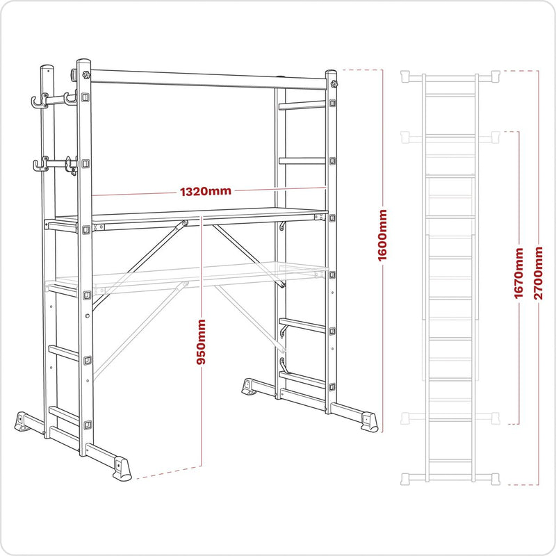 Aluminium Scaffold Ladder 4-Way EN 131