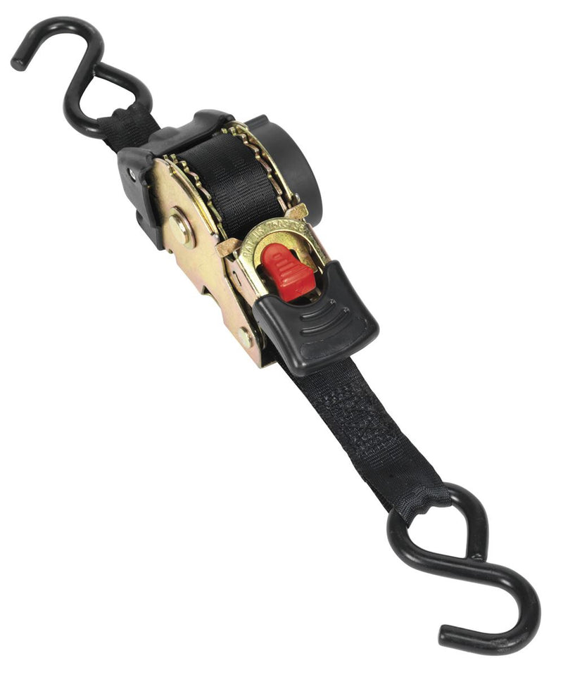 Sealey 2x Auto Retractable Ratchet Strap 25mm x 3m Tie Down 600kg ATD25301