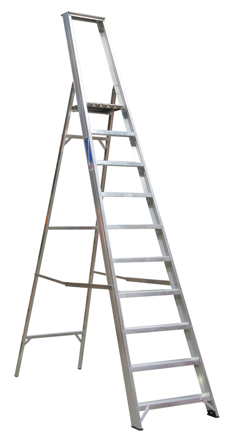 Aluminium Step Ladder 10-Tread Industrial BS EN 131