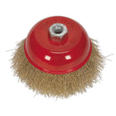 Sealey 125mm Brassed Steel Crimped Wire Cup Brush M14 x 2mm CBC125