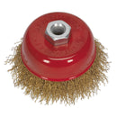 Sealey 75mm Brassed Steel Crimped Wire Cup Brush M10 x 1.5mm CBC75