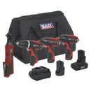 Sealey 4 x SV12 Series Cordless Power Tool Kit 12V - 2 Batteries CP1200COMBO