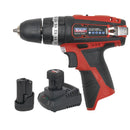 Sealey SV12 Series 10mm Cordless Combi Drill Kit 12V 2Ah - 2 Batteries CP1201KIT