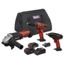 Sealey 3 x SV20 Series Cordless Tool Combo Kit 20V - 2 Batteries CP20VCOMBO1