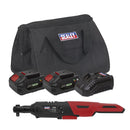 Sealey SV20 Series 3/8"Sq Drive Cordless Ratchet Wrench Kit 60Nm 20V 4Ah - 2 Batteries CP20VRWKIT