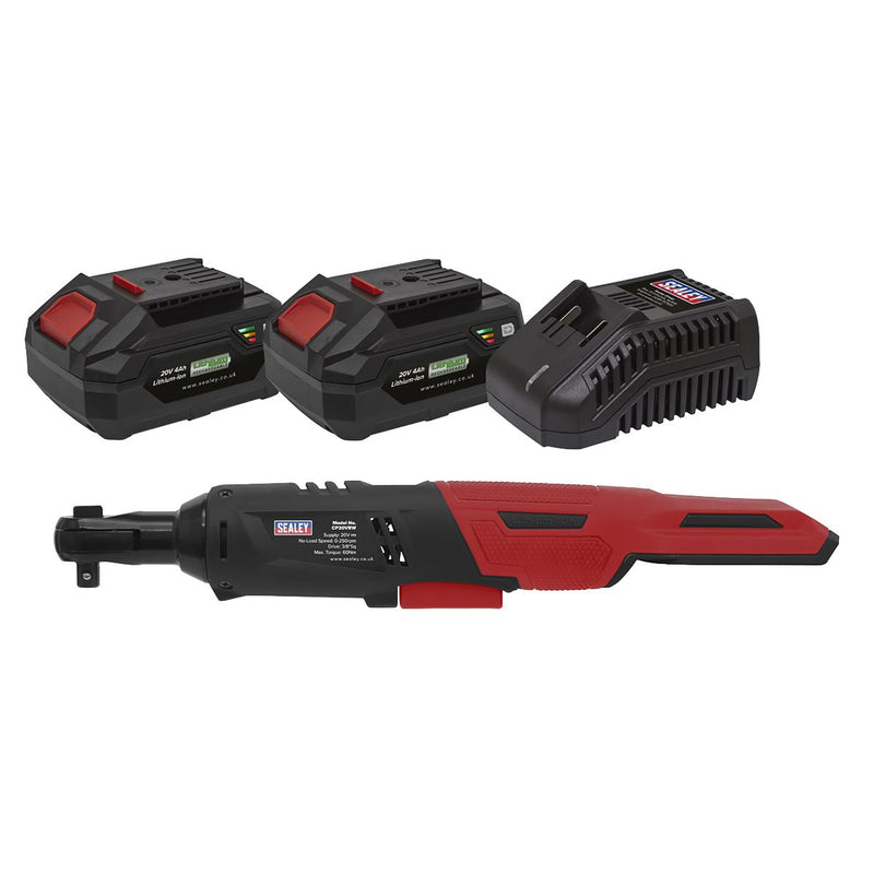 Cordless Ratchet Wrench 3/8"Sq Drive Kit 20V 4Ah SV20 Series - 2 Batteries