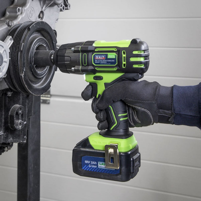 Sealey 1/2"Sq Drive Hi-Vis Cordless Impact Wrench 18V 3Ah CP400LIHV