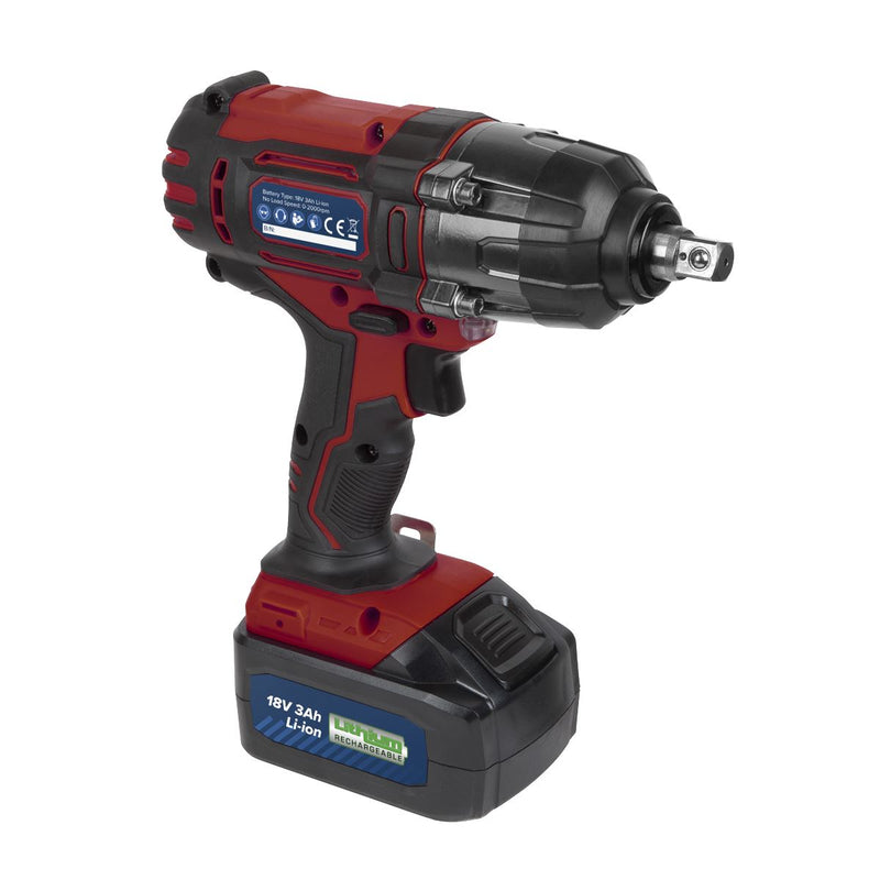 Cordless Impact Wrench 18V 3Ah Lithium-ion 1/2"Sq Drive