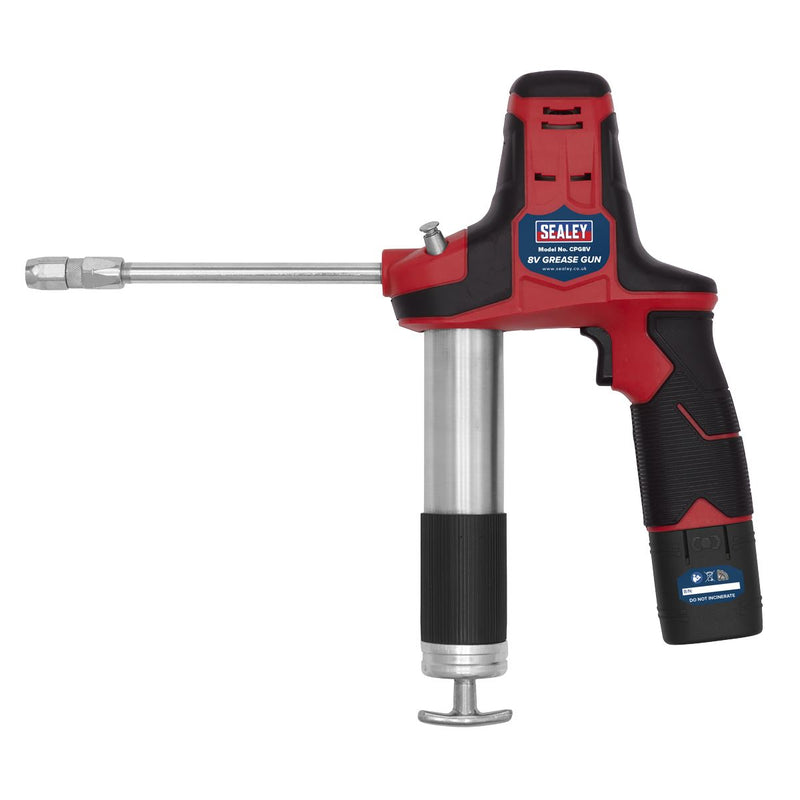 Sealey Cordless Grease Gun 8v 85g & 400g Cartridge 1 x 2ah Battery 3000psi CPG8V