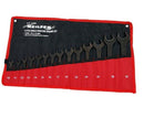 SPANNER SET 14PC METRIC SINGLE OPEN END BLACK COMBINATION WRENCH IN CASE CT1458