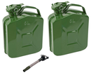 FUEL CAN 5 LITRE 2X JERRY CAN & SPOUT METAL PETROL DIESEL 5L CONTAINER CT6822
