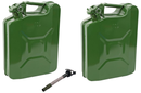 FUEL CAN 10 LITRE 2X JERRY CAN & SPOUT METAL PETROL DIESEL 10L CONTAINER CT6823
