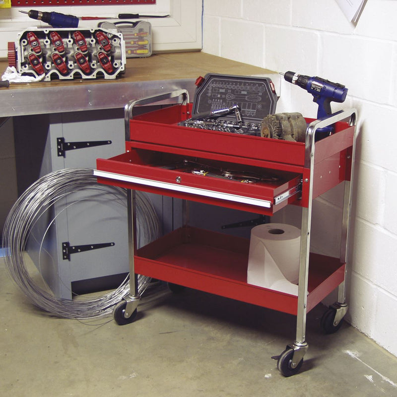 Trolley 2-Level Heavy-Duty with Lockable Drawer