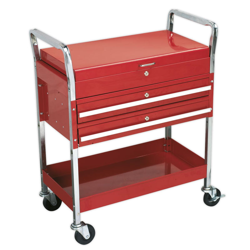 Trolley 2-Level Heavy-Duty with Lockable Top & 2 Drawers