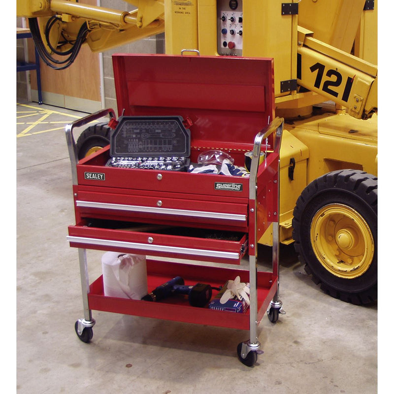 Trolley 2-Level Heavy-Duty with Lockable Top & 2 Drawers