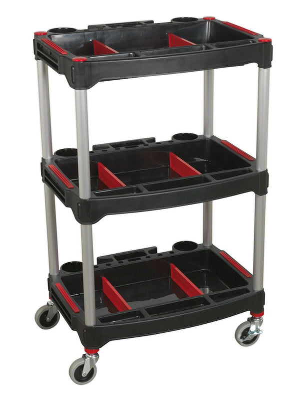 Workshop Trolley 3-Level Composite with Parts Storage