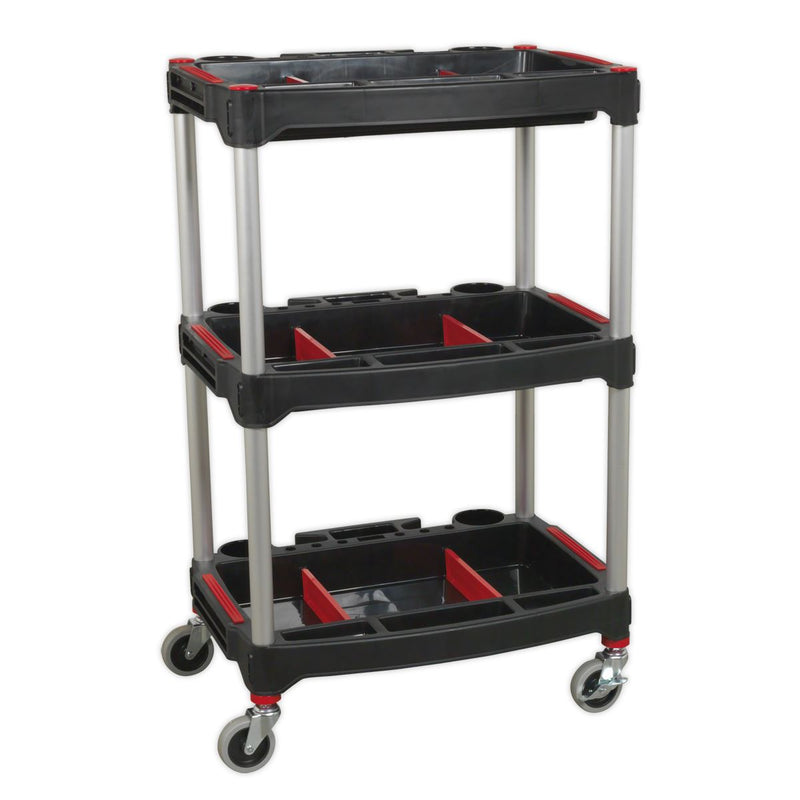 Workshop Trolley 3-Level Composite with Parts Storage