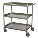 Sealey Premier&trade; Stainless Steel Workshop Trolley 3-Level CX410SS