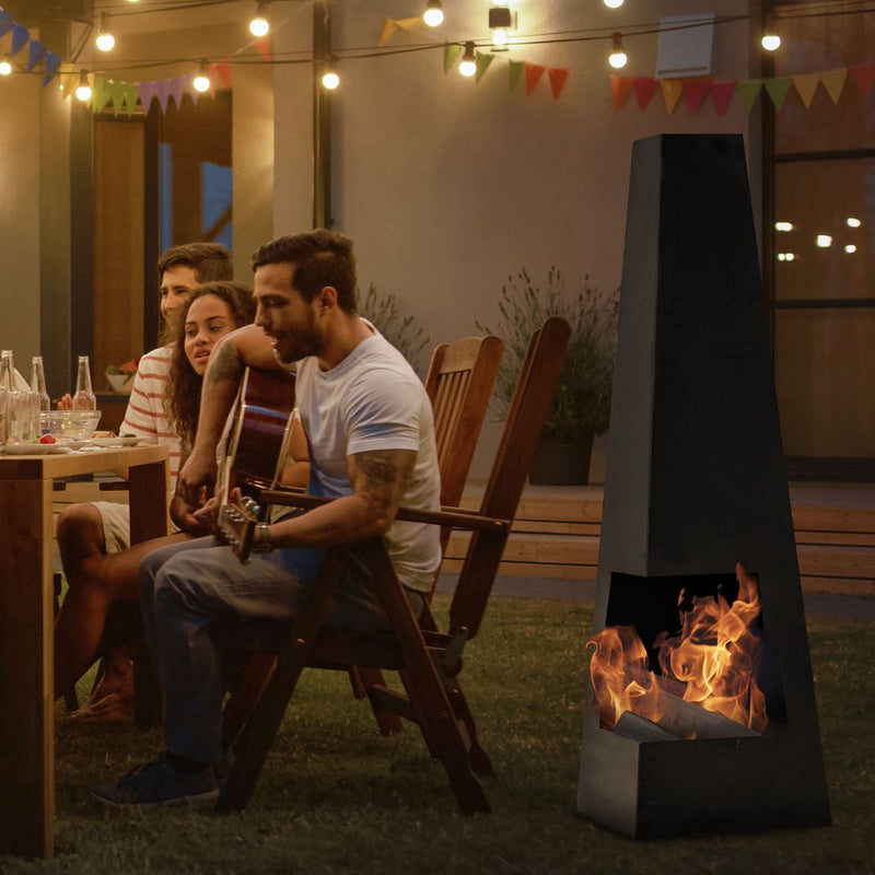 Sealey Dellonda Chiminea, Wood Burner, Heater for Outdoors W45cm x H150cm - Black Steel DG105