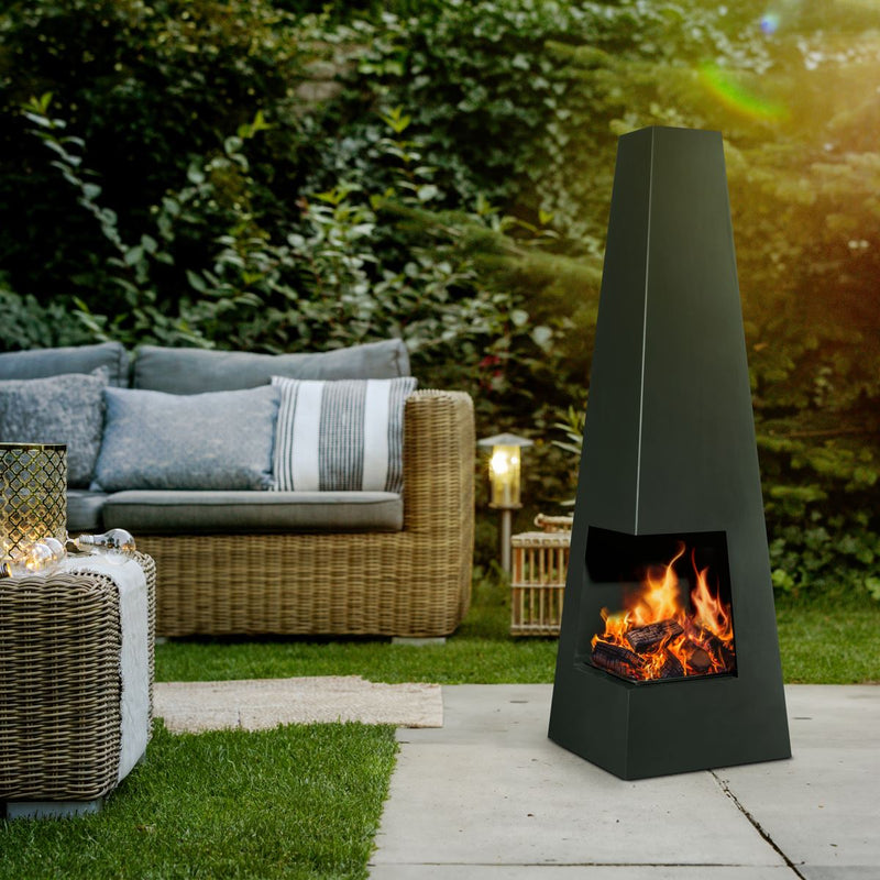 Sealey Dellonda Chiminea, Wood Burner, Heater for Outdoors W45cm x H150cm - Black Steel DG105