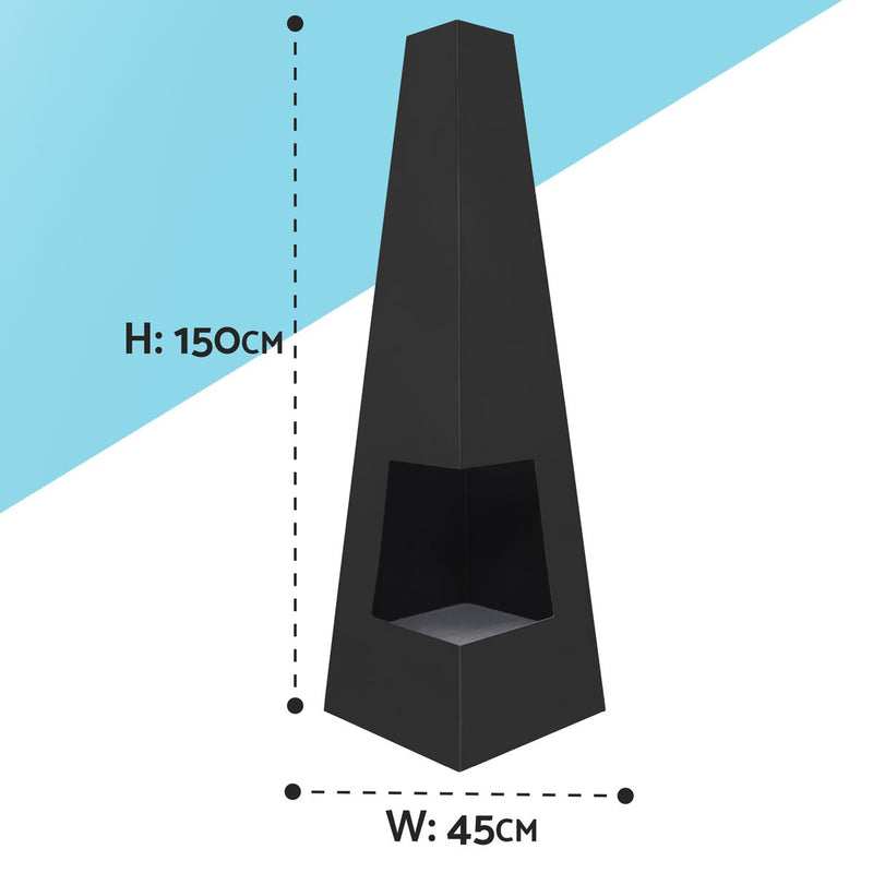 Sealey Dellonda Chiminea, Wood Burner, Heater for Outdoors W45cm x H150cm - Black Steel DG105