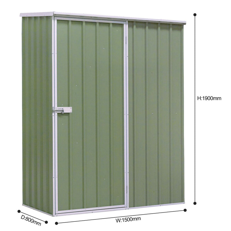 Sealey Dellonda Galvanized Steel Storage Shed with Pent Style Roof 150 x 80 x 190cm - Green DG113