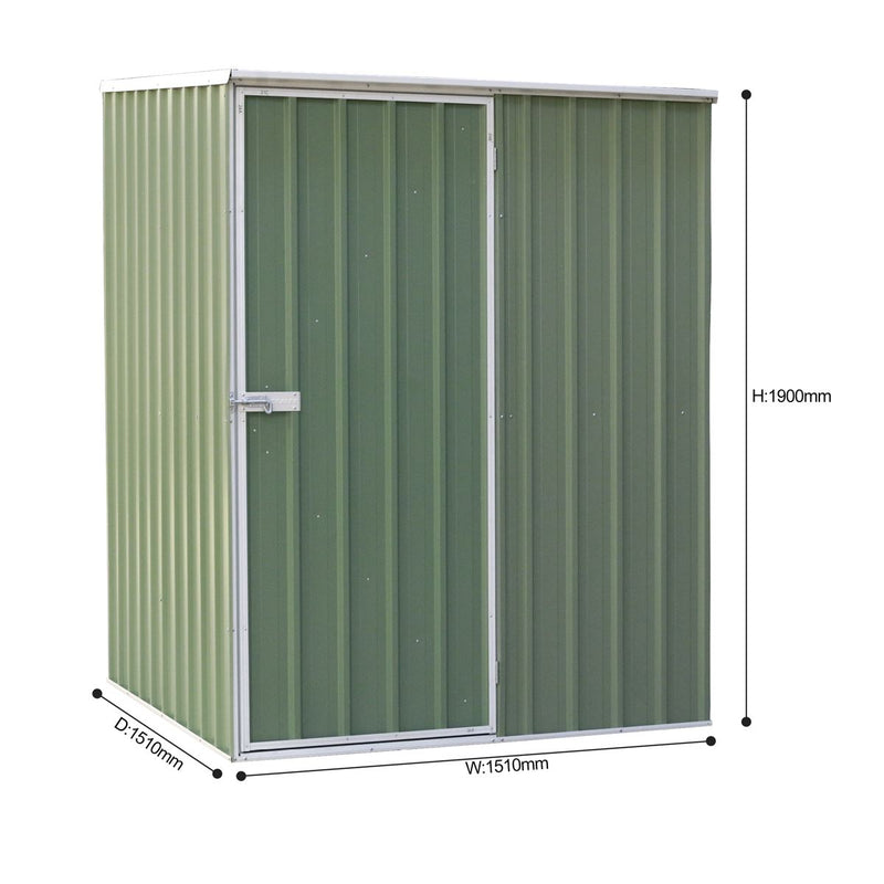 Sealey Dellonda Galvanized Steel Storage Shed with Pent Style Roof 151 x 151 x 200cm - Green DG114