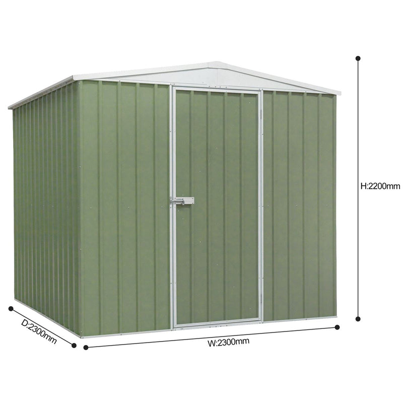 Sealey Dellonda Galvanized Steel Storage Shed with Apex Style Roof 230 x 230 x 220cm - Green DG115