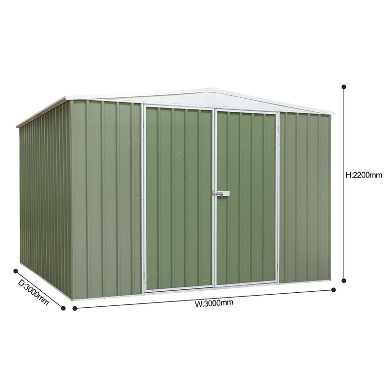 Sealey Dellonda Galvanized Steel Storage Shed with Apex Style Roof 300 x 300 x 220cm - Green DG116