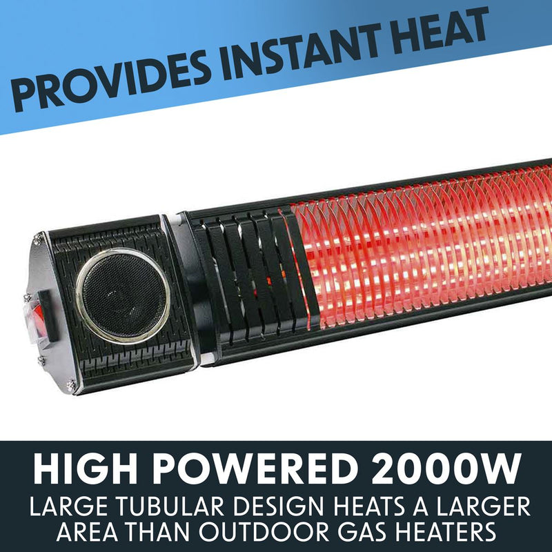 Sealey Dellonda Infrared Outdoor 2000W Patio Heater with Speakers for Music, Black DG125