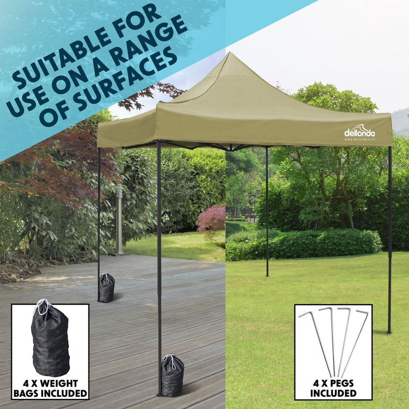 Sealey Dellonda Premium 3 x 3m Pop-Up Gazebo, PVC Coated, Water Resistant Fabric, Supplied with Carry Bag, Rope, Stakes & Weight Bags - Beige Canopy DG130