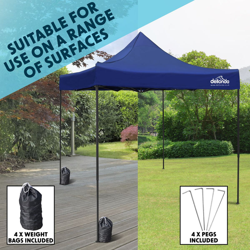 Sealey Dellonda Premium 3 x 3m Pop-Up Gazebo, PVC Coated, Water Resistant Fabric, Supplied with Carry Bag, Rope, Stakes & Weight Bags - Blue Canopy DG131