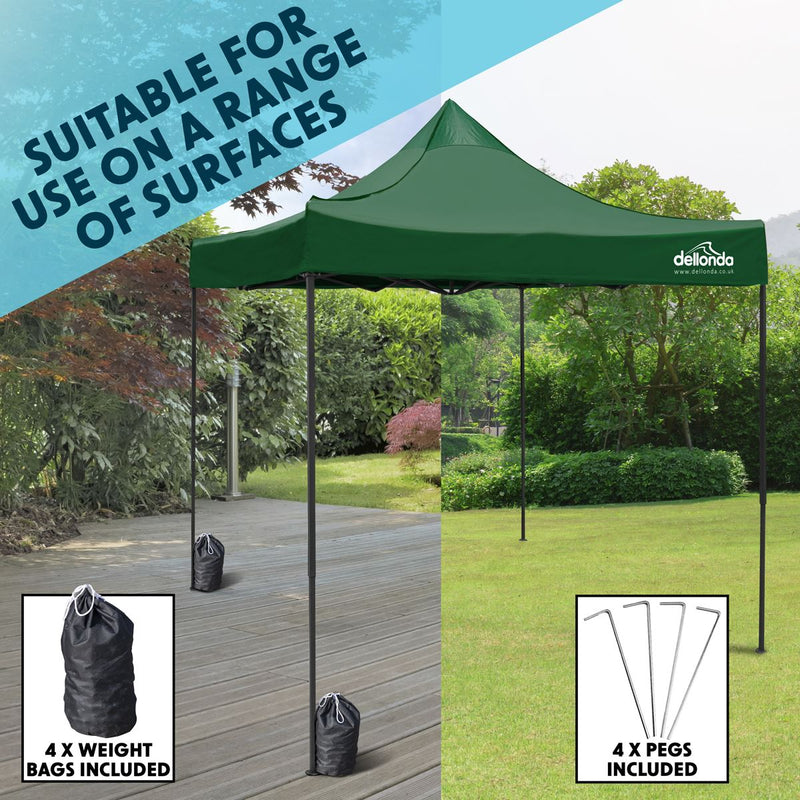 Sealey Dellonda Premium 3 x 3m Pop-Up Gazebo, PVC Coated, Water Resistant Fabric, Supplied with Carry Bag, Rope, Stakes & Weight Bags - Dark Green Canopy DG132