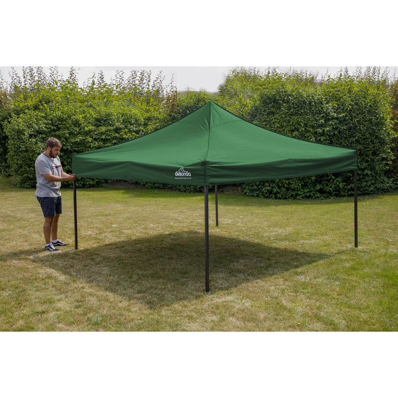 Sealey Dellonda Premium 3 x 3m Pop-Up Gazebo, PVC Coated, Water Resistant Fabric, Supplied with Carry Bag, Rope, Stakes & Weight Bags - Dark Green Canopy DG132