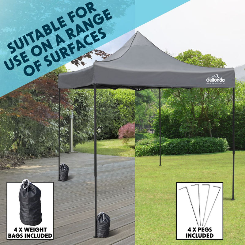 Sealey Dellonda Premium 3 x 3m Pop-Up Gazebo, PVC Coated, Water Resistant Fabric, Supplied with Carry Bag, Rope, Stakes & Weight Bags - Grey Canopy DG133