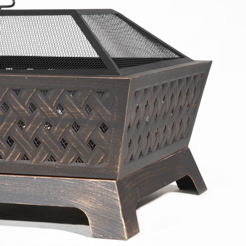 Sealey Dellonda 89cm Rectangular Outdoor Fire Pit, Antique Bronze Effect DG44