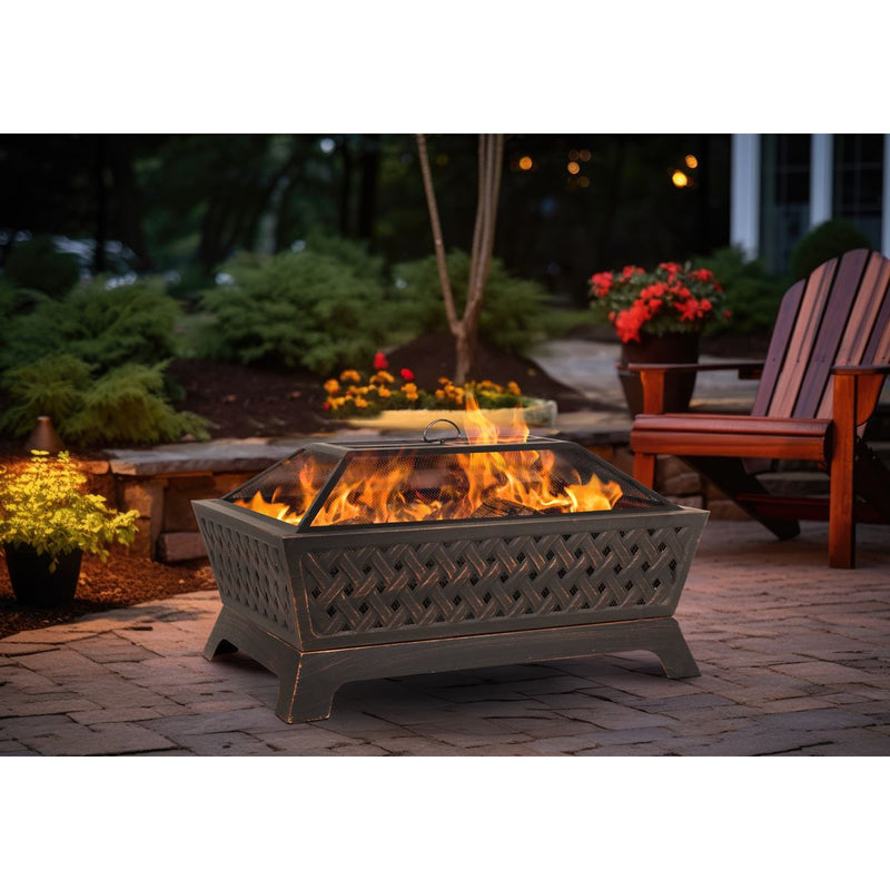 Sealey Dellonda 89cm Rectangular Outdoor Fire Pit, Antique Bronze Effect DG44