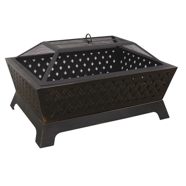 Sealey Dellonda 89cm Rectangular Outdoor Fire Pit, Antique Bronze Effect DG44