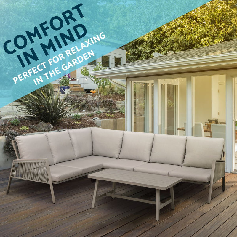 Sealey Dellonda Fusion Aluminium Outdoor Corner Sofa & Coffee Table Set 4pc DG57