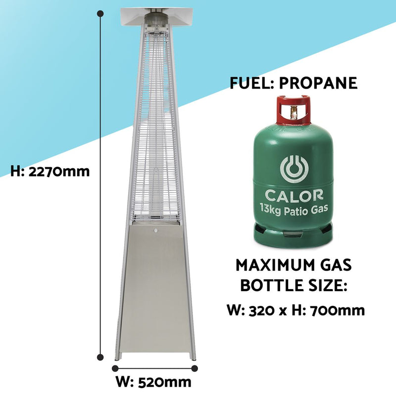 Sealey Dellonda 13kW Pyramid Gas Patio Heater 13kW Commercial/Garden Use - Stainless Steel DG99