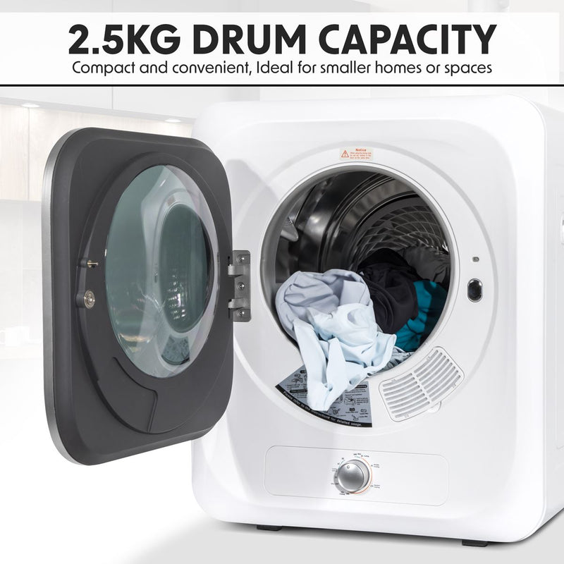 Sealey Baridi Tabletop Tumble Dryer with Analogue Controls 2.5kg Capacity - White DH192