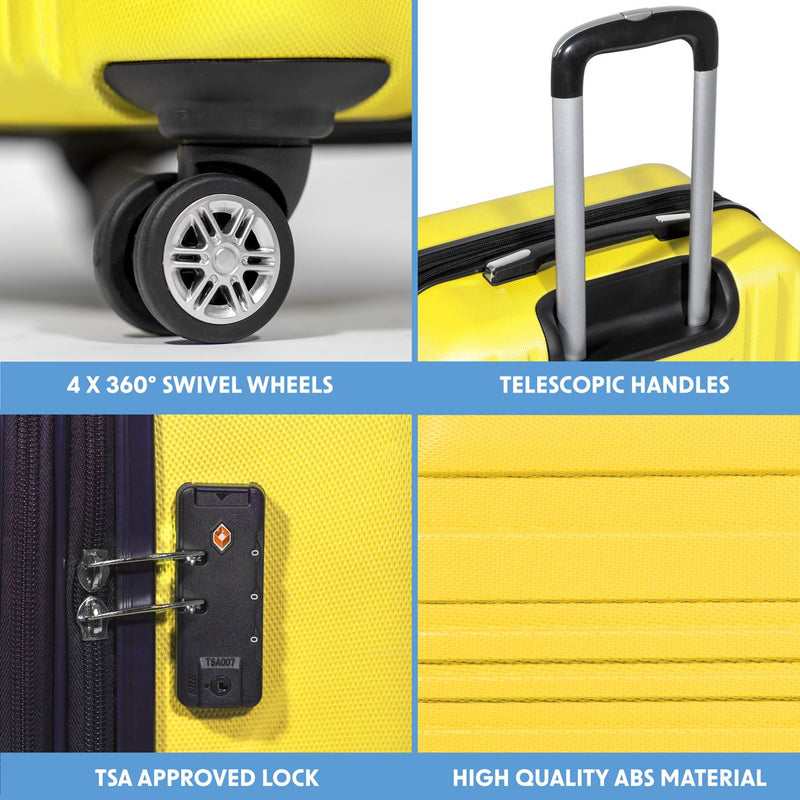 Sealey Dellonda Lightweight ABS Luggage Set with TSA Lock - Yellow DL124