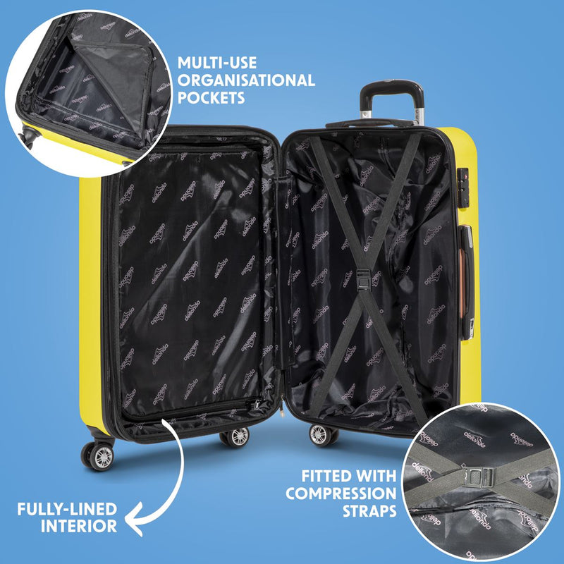 Sealey Dellonda Lightweight ABS Luggage Set with TSA Lock - Yellow DL124