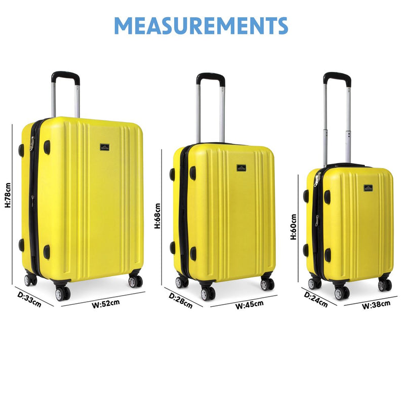 Sealey Dellonda Lightweight ABS Luggage Set with TSA Lock - Yellow DL124