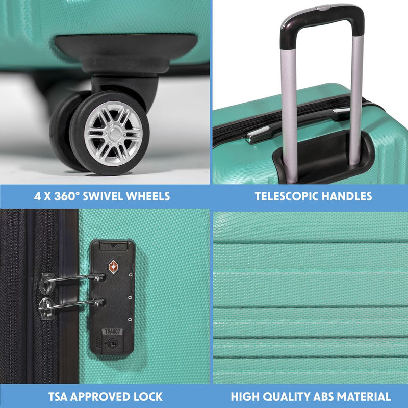 Sealey Dellonda Lightweight ABS Luggage Set with TSA Lock - Teal DL126