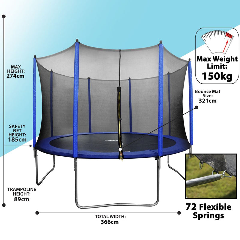 Sealey Dellonda Heavy-Duty Outdoor Trampoline with Safety Enclosure Net 12ft DL69