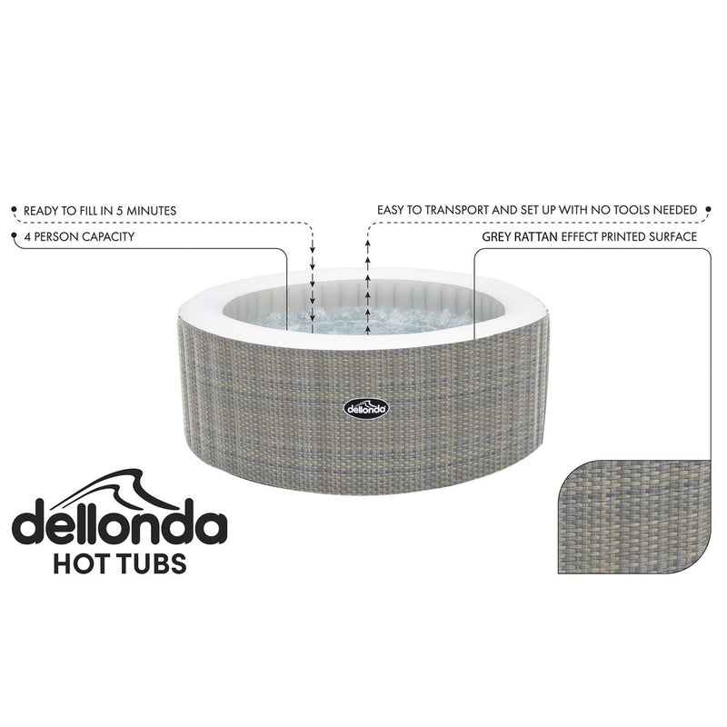 Sealey Dellonda 2-4 Person Inflatable Hot Tub/Spa with Smart Pump - Rattan Effect DL90