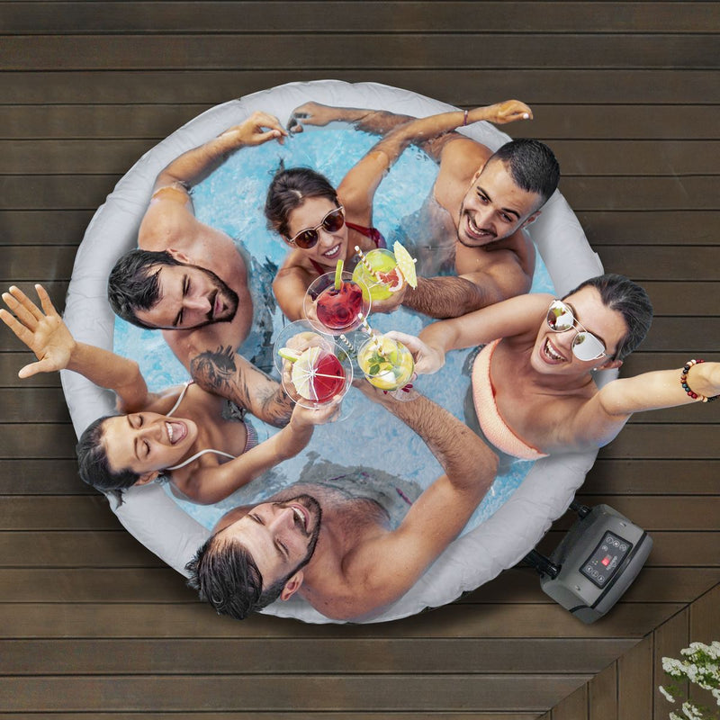 Sealey Dellonda 4-6 Person Inflatable Hot Tub/Spa with Smart Pump - Rattan Effect DL91